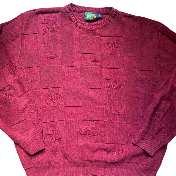 Vintage Cotton Golf Woven Knit Pullover Sweater XXL - Picture 2 of 5